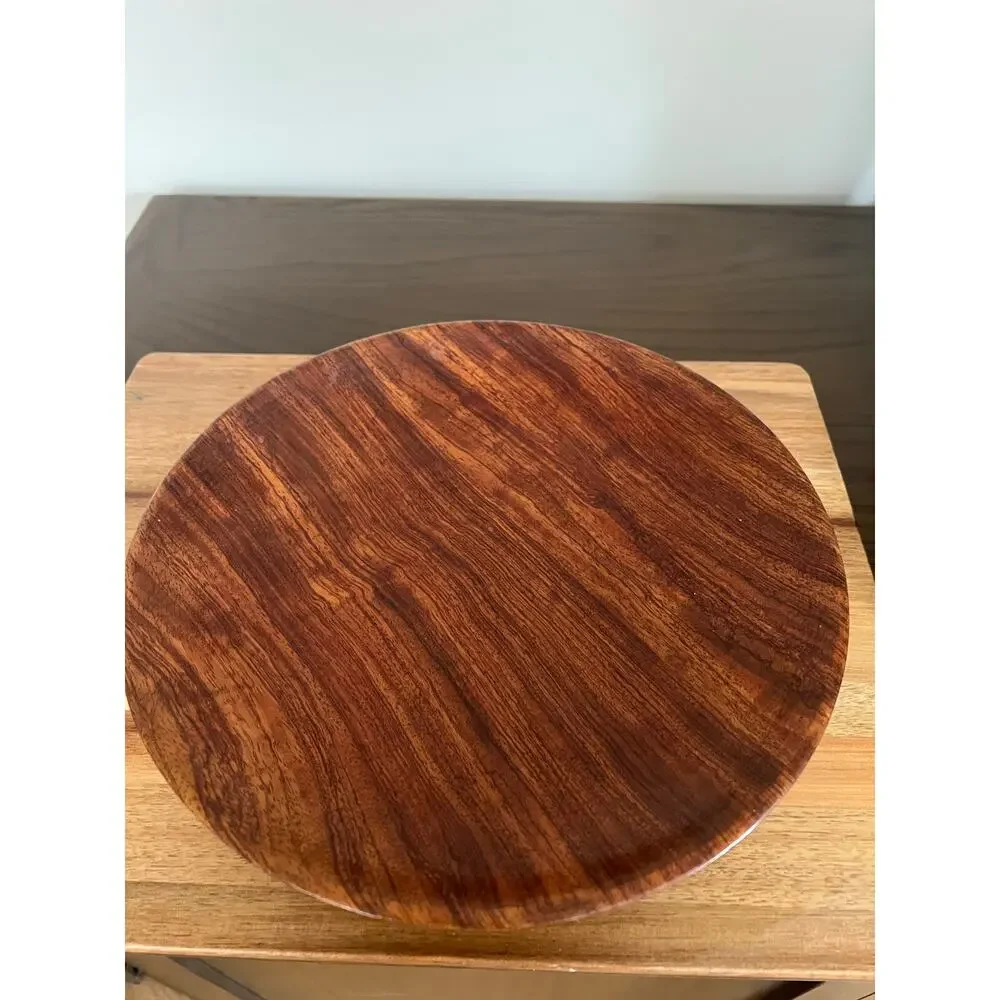 Vintage John May Hand Turned Teak Serving Plate Signed Jackson NH JL